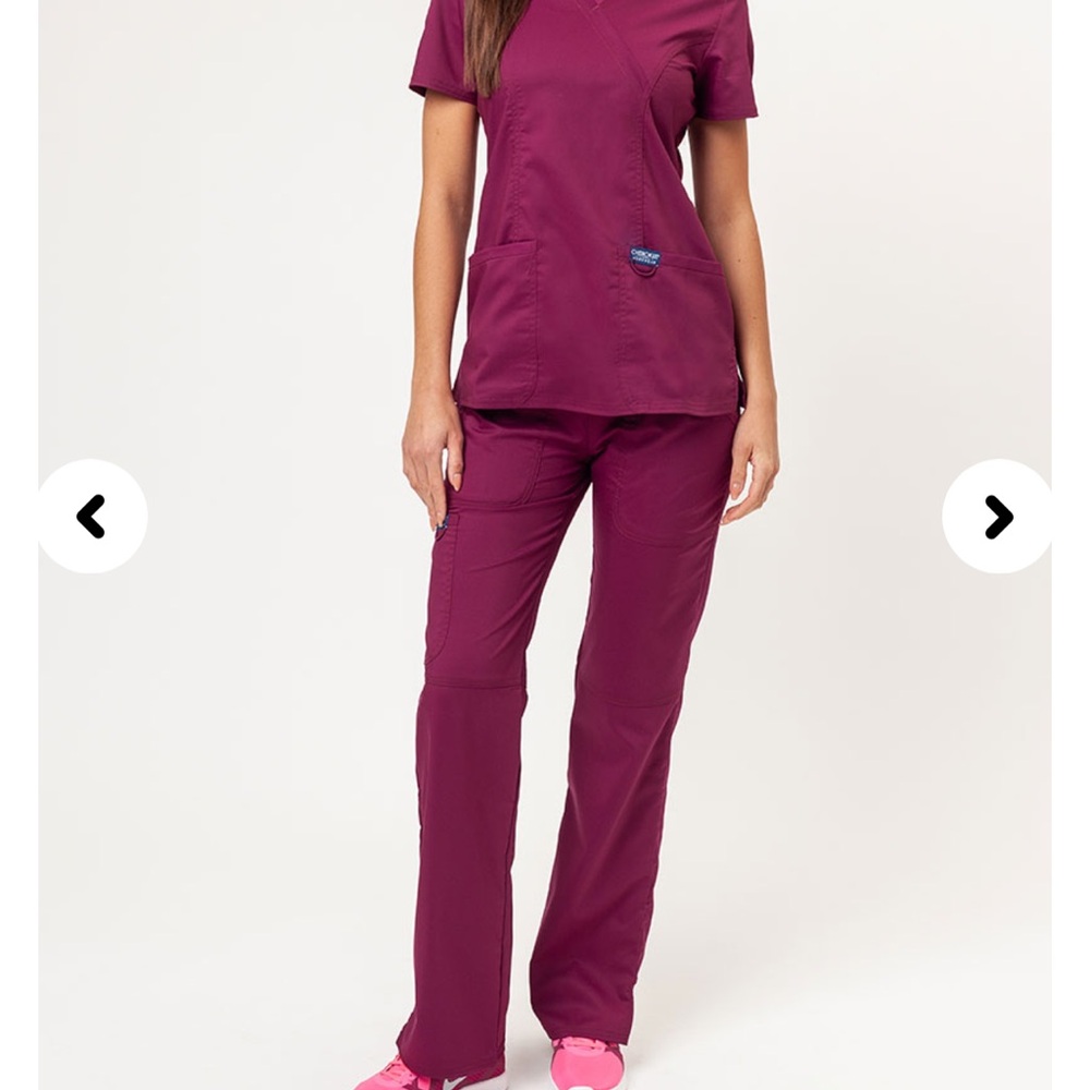 Cherokee Work Wear Women's Scrub Set in Deep Burgundy